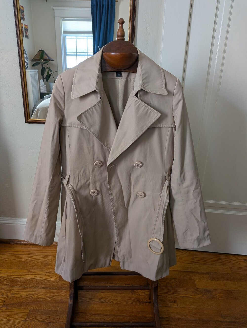 Via Spiga Beige Double-Breasted Trench with Belt Detail